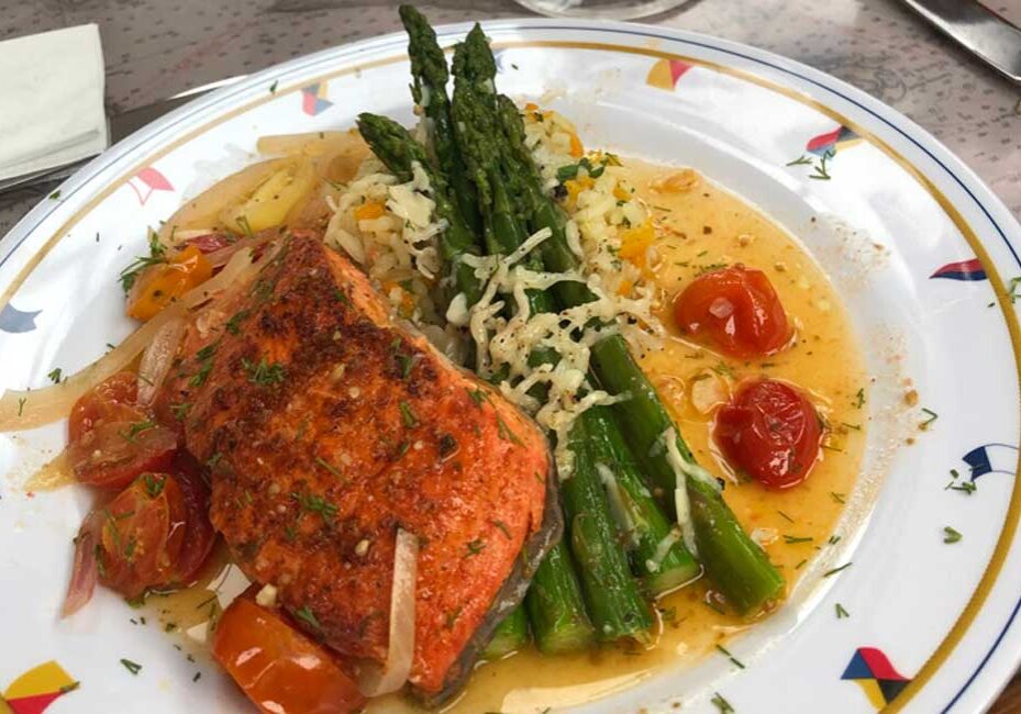 Salmon and asparagus dinner from NW Sailing